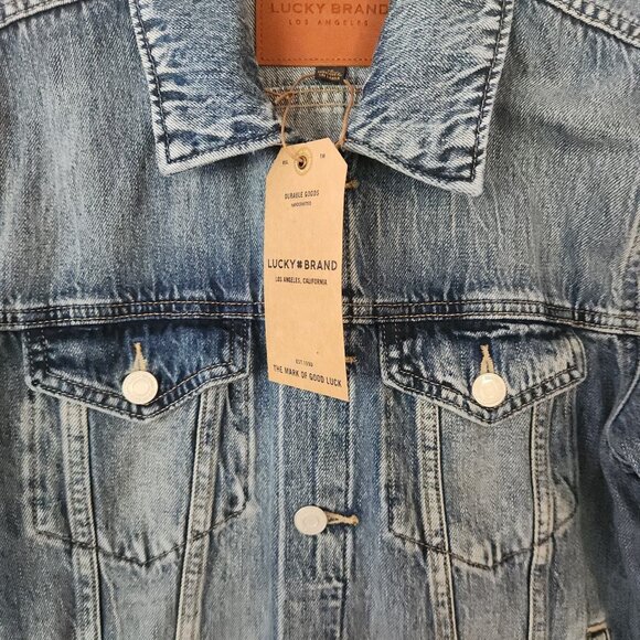 Lucky Brand Tomboy Trucker Denim Jacket Blue Womens Medium Retail $99 NWT - Picture 4 of 15